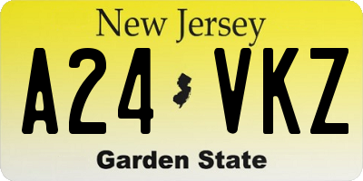 NJ license plate A24VKZ