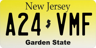 NJ license plate A24VMF
