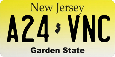 NJ license plate A24VNC