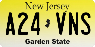 NJ license plate A24VNS