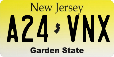 NJ license plate A24VNX