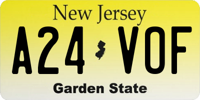 NJ license plate A24VOF
