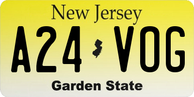 NJ license plate A24VOG