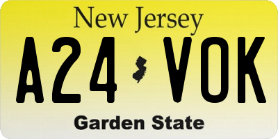 NJ license plate A24VOK