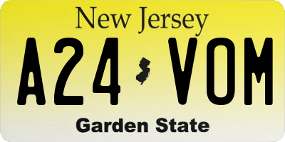 NJ license plate A24VOM
