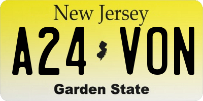 NJ license plate A24VON