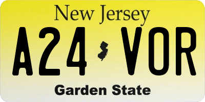 NJ license plate A24VOR