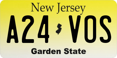 NJ license plate A24VOS