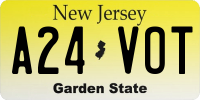 NJ license plate A24VOT