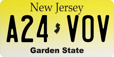 NJ license plate A24VOV