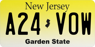 NJ license plate A24VOW