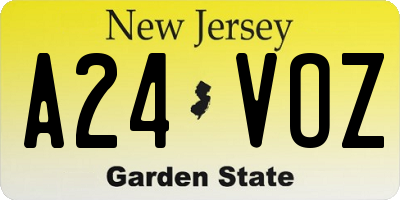 NJ license plate A24VOZ