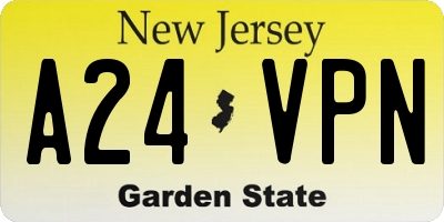 NJ license plate A24VPN