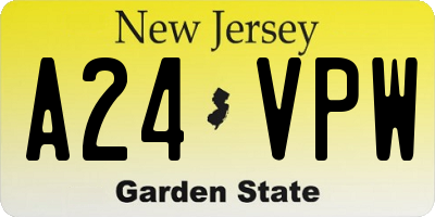 NJ license plate A24VPW