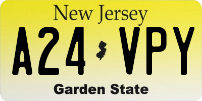 NJ license plate A24VPY