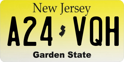 NJ license plate A24VQH