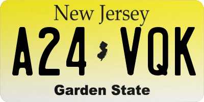 NJ license plate A24VQK