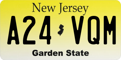 NJ license plate A24VQM