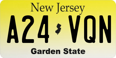 NJ license plate A24VQN
