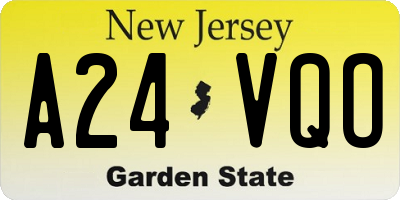 NJ license plate A24VQO