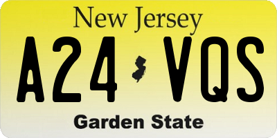 NJ license plate A24VQS
