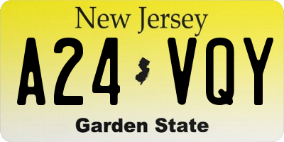 NJ license plate A24VQY