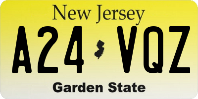 NJ license plate A24VQZ