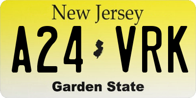 NJ license plate A24VRK