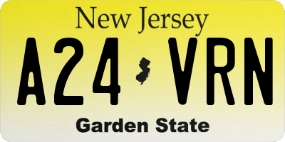 NJ license plate A24VRN