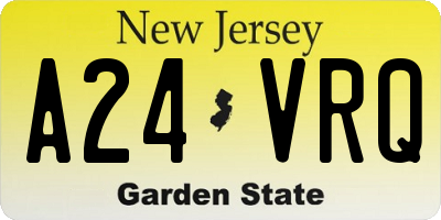 NJ license plate A24VRQ