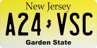 NJ license plate A24VSC