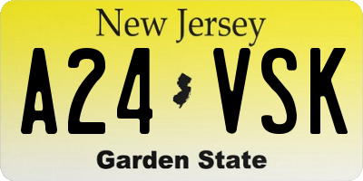 NJ license plate A24VSK