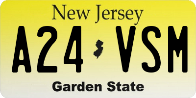 NJ license plate A24VSM