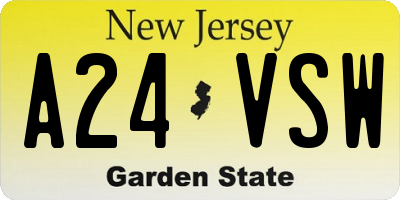 NJ license plate A24VSW