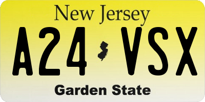 NJ license plate A24VSX