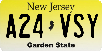 NJ license plate A24VSY