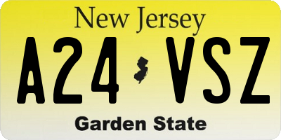 NJ license plate A24VSZ