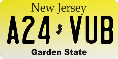 NJ license plate A24VUB