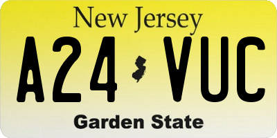 NJ license plate A24VUC