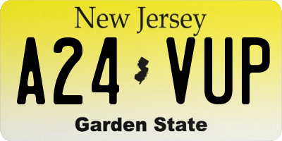 NJ license plate A24VUP