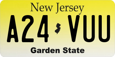 NJ license plate A24VUU