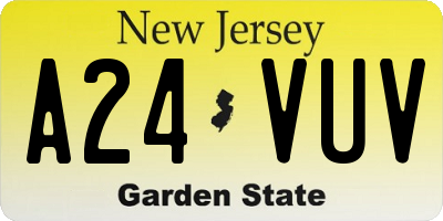 NJ license plate A24VUV