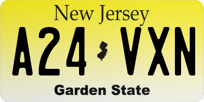 NJ license plate A24VXN