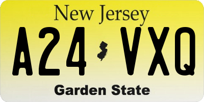 NJ license plate A24VXQ
