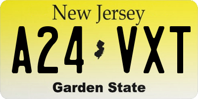 NJ license plate A24VXT