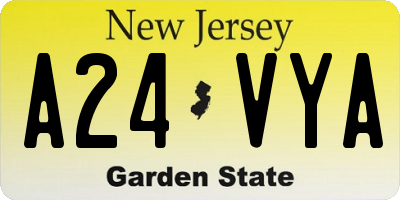 NJ license plate A24VYA