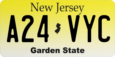 NJ license plate A24VYC