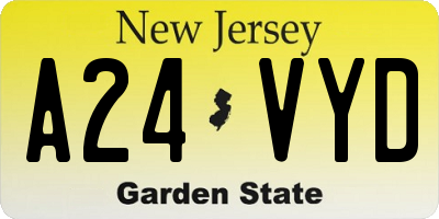 NJ license plate A24VYD