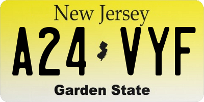 NJ license plate A24VYF