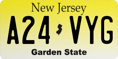 NJ license plate A24VYG